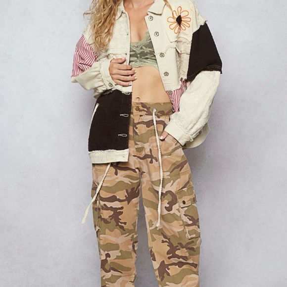 Pol NWT Jacket Denim Embroidered Patch Med $65 FIRM - Picture 5 of 6